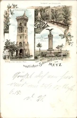 Litho Metz CPA 57, Aussichtsturm, Schlucht, Denkmal