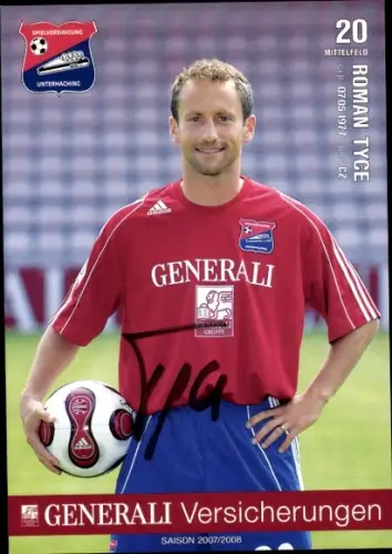 Autogrammkarte Fußballer Roman Tyce, SpVgg Unterhaching, Autogramm