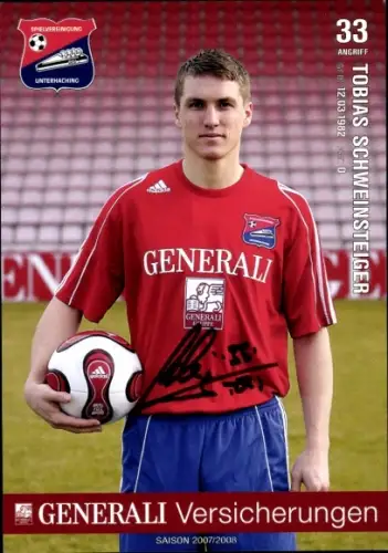 Autogrammkarte Fußballer Tobias Schweinsteiger, SpVgg Unterhaching, Autogramm