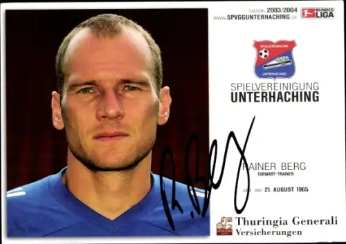 Autogrammkarte Torwarttrainer Rainer Berg, SpVgg Unterhaching, Autogramm