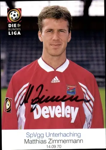 Autogrammkarte Fußballer Matthias Zimmermann, SpVgg Unterhaching, Autogramm