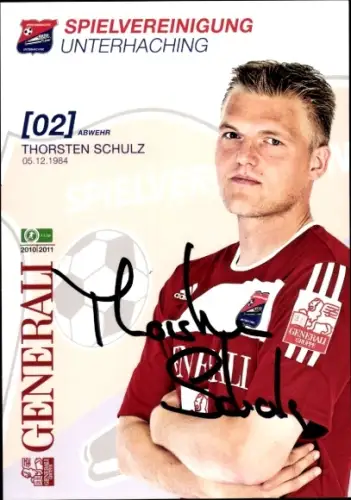 Autogrammkarte Fußballer Thorsten Schulz, SpVgg Unterhaching, Autogramm