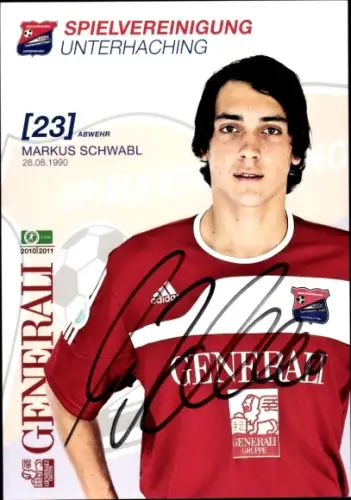 Autogrammkarte Fußballer Markus Schwabl, SpVgg Unterhaching, Autogramm