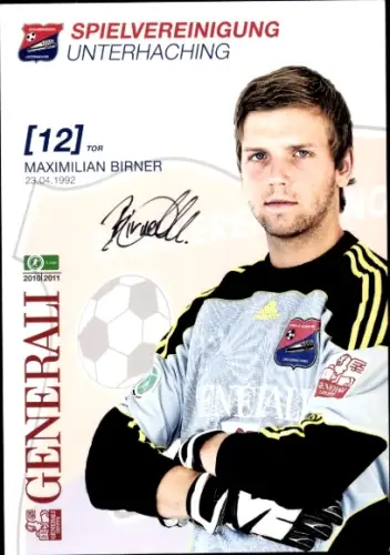 Autogrammkarte Fußballer Maximilian Birner, SpVgg Unterhaching, Autogramm