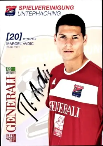 Autogrammkarte Fußballer Marcel Avdic, SpVgg Unterhaching, Autogramm