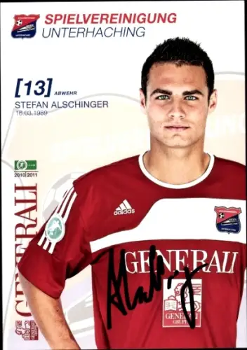 Autogrammkarte Fußballer Stefan Alschinger, SpVgg Unterhaching, Autogramm