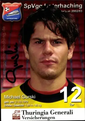 Autogrammkarte Fußballer Michael Gurski, SpVgg Unterhaching, Autogramm