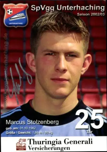 Autogrammkarte Fußballer Marcus Stolzenberg, SpVgg Unterhaching, Autogramm