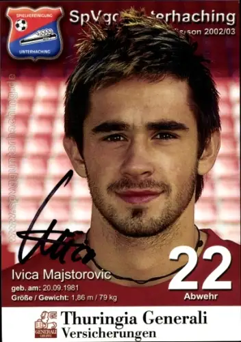 Autogrammkarte Fußballer Ivica Majstorovic, SpVgg Unterhaching, Autogramm