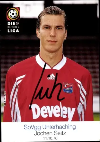 Autogrammkarte Fußballer Jochen Seitz, SpVgg Unterhaching, Autogramm