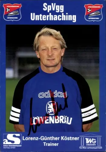 Autogrammkarte Trainer Lorenz-Günther Köstner, SpVgg Unterhaching, Autogramm