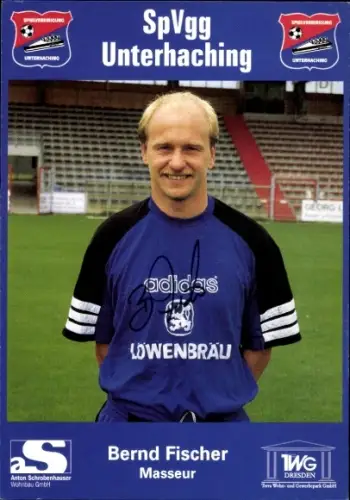 Autogrammkarte Masseur Bernd Fischer, SpVgg Unterhaching, Autogramm