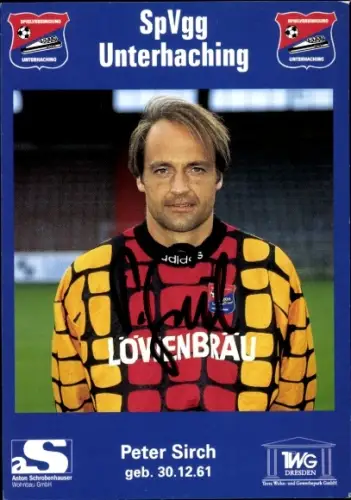 Autogrammkarte Fußballer Peter Sirch, SpVgg Unterhaching, Autogramm
