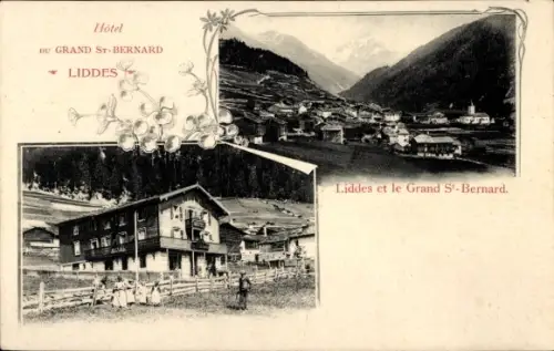 Ak Liddes Kanton Wallis Schweiz, Hotel du Grand St Bernard