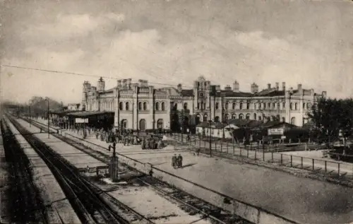 Ak Brest Litowsk Weißrussland, Bahnhof, Gleisansicht