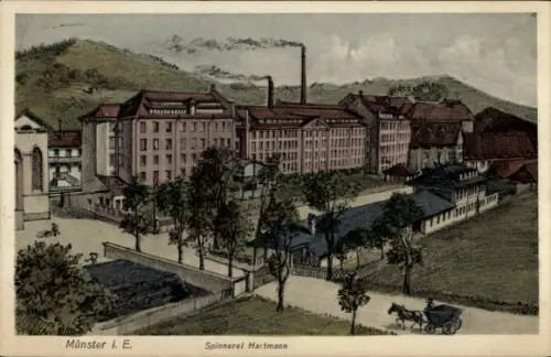 Künstler Ak Munster Münster Elsass Haut Rhin, Spinnerei Hartmann