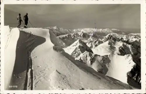 Ak Skifahrer, Berglandschaft