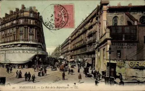 Ak Marseille Bouches du Rhône, Straße des Republik