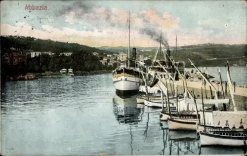 Ak Opatija Abbazia Kroatien, Hafenpartie, Boote