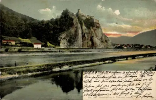 Ak Ústí nad Labem Aussig an der Elbe, Blick zur Burg