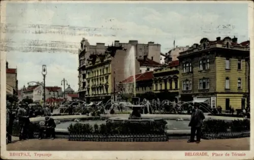 Ak Belgrad Serbien, vue générale de la place Terasie