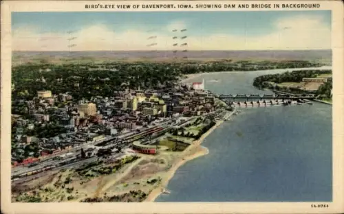 Ak Davenport Iowa USA, Fliegeraufnahme der Stadt