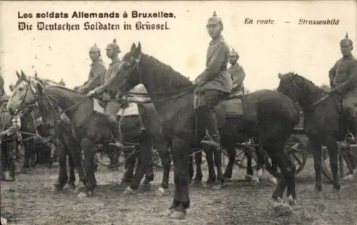 Ak Bruxelles Brüssel, Deutsche Soldaten zu Pferde