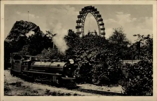 Ak Wien 2. Leopoldstadt, Prater, Liliputbahn, Riesenrad
