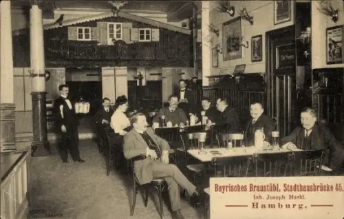 Ak Hamburg Mitte Neustadt, Bayrisches Braustübl, Stadthausbrücke 45, Innenansicht