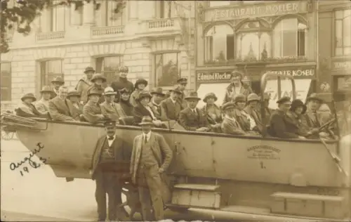 Foto Ak Hamburg Mitte Neustadt, Stadtrundfahrt, Restaurant Möller, Lederwaren Geschäft