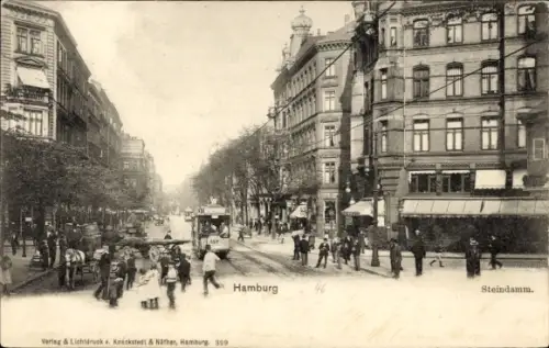 Ak Hamburg Mitte St. Georg, Steindamm, Straßenbahn