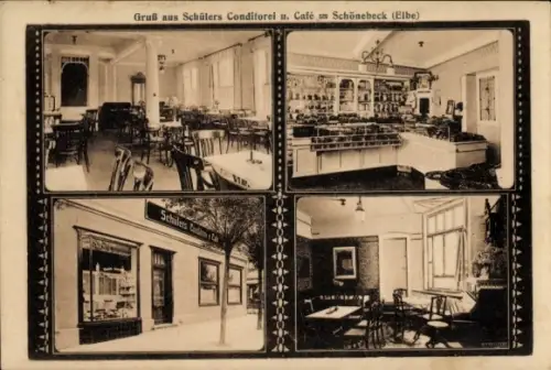 Passepartout Ak Schönebeck an der Elbe, Schülers Konditorei und Café