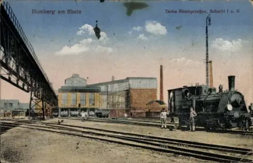Ak Homberg am Rhein Duisburg im Ruhrgebiet,  Zeche Rheinpreußen, Schacht I u. II