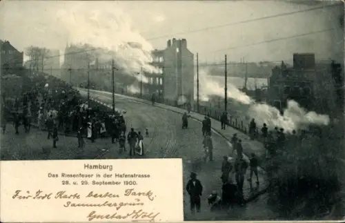 Ak Hamburg Mitte St. Pauli, Riesenfeuer, Hafenstraße, 1900