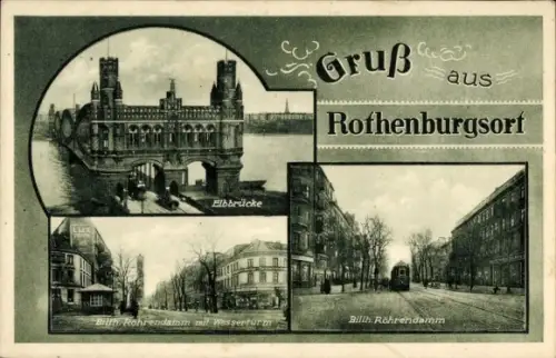 Ak Hamburg Mitte Rothenburgsort, Röhrendamm, Wasserturm, Elbbrücke