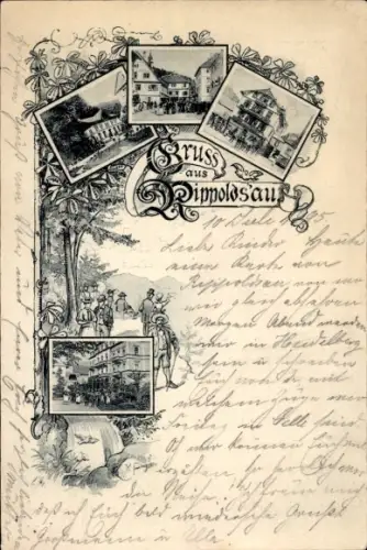 Ak Bad Rippoldsau Schapbach im Schwarzwald, Hotel, Platz, Spaziergänger