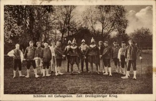 Ak Gehrde in Niedersachsen, Schützenfest 1924, Schütten mit Gefangenen, Dreißigjähriger Krieg
