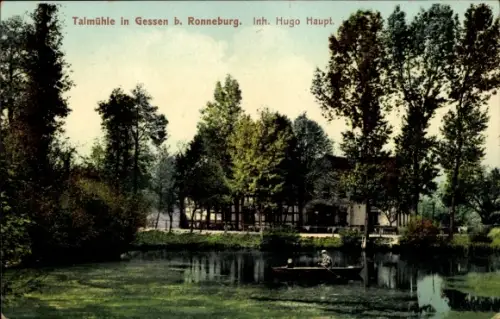 Ak Gessen Kauern Kreis Greiz, Gasthaus Talmühle, Bootspartie