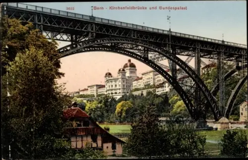 Ak Bern Stadt, Kirchenfeldbrücke und Bundespalast
