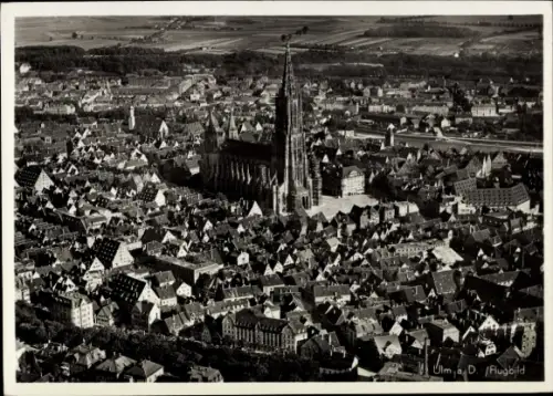 Ak Ulm an der Donau, Ulm a. D., Ulmer Münster, Flugbild