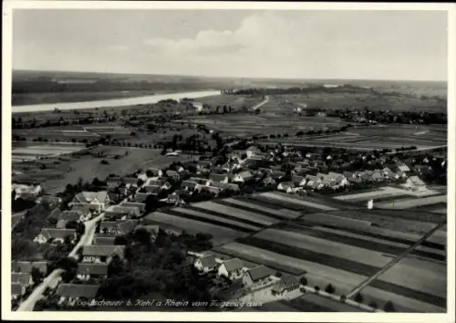 Ak Goldscheuer Kehl am Rhein, Moodscheuer, Kehl am Rhein, Rhein, Luftaufnahme
