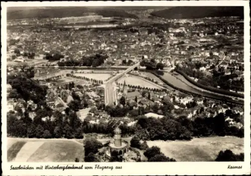 Ak Saarbrücken im Saarland, Fliegeraufnahme, Winterbergdenkmal