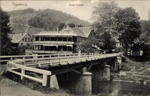 Ak Treseburg Thale im Harz, Hotel Forelle