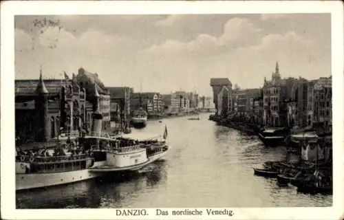 Ak Gdańsk Danzig, Das nordische Venedig, Dampfer