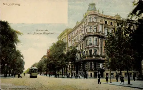 Ak Magdeburg an der Elbe, Kaiserstraße mit Blauer Elefant