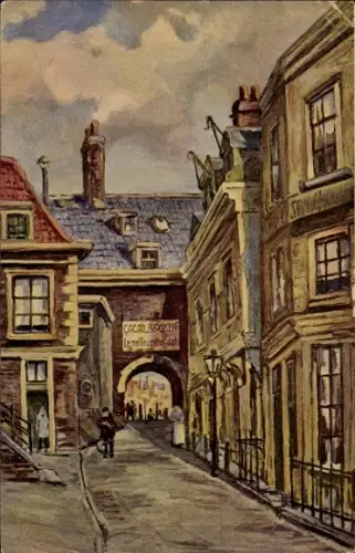 Ak Niederlande, Straße, Tor, Werbung Cacao Blooker