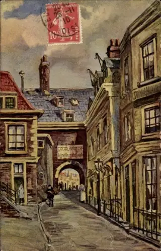 Ak Niederlande, Straße, Tor, Werbung Cacao Blooker