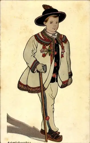 Künstler Ak Junge in polnischer Tracht, Goral