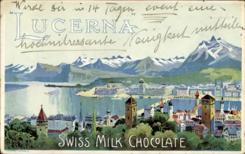 Ak Luzern Stadt Schweiz, Gesamtansicht, Werbung Schokolade