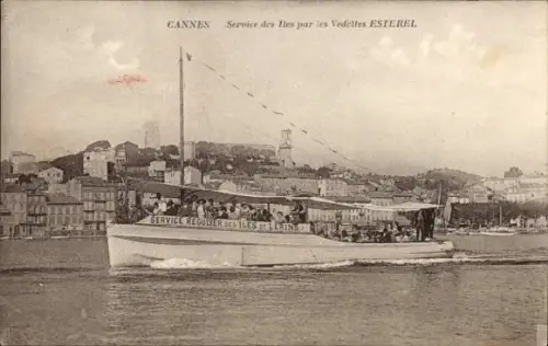 CPA Cannes Alpes-Maritimes, Service des Iles par les Vedettes Esterel